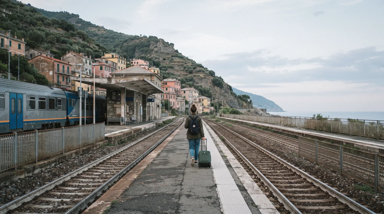 View over the harbour at La Spezia with hills rising behind the city on the Ligurian coast