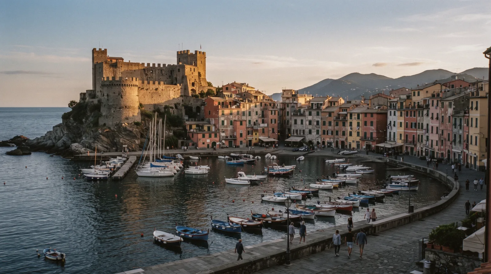 Lerici castle above the harbour on the Gulf of Poets, Liguria, Italy, near the Cinque Terre