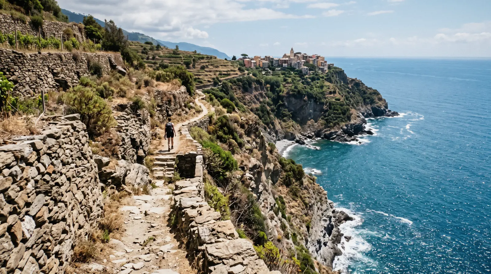 The coastal hiking trail between Vernazza and Corniglia on the Cinque Terre headland
